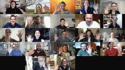 Faculty waving from Zoom!
