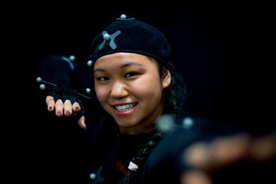 Student in motion capture studio